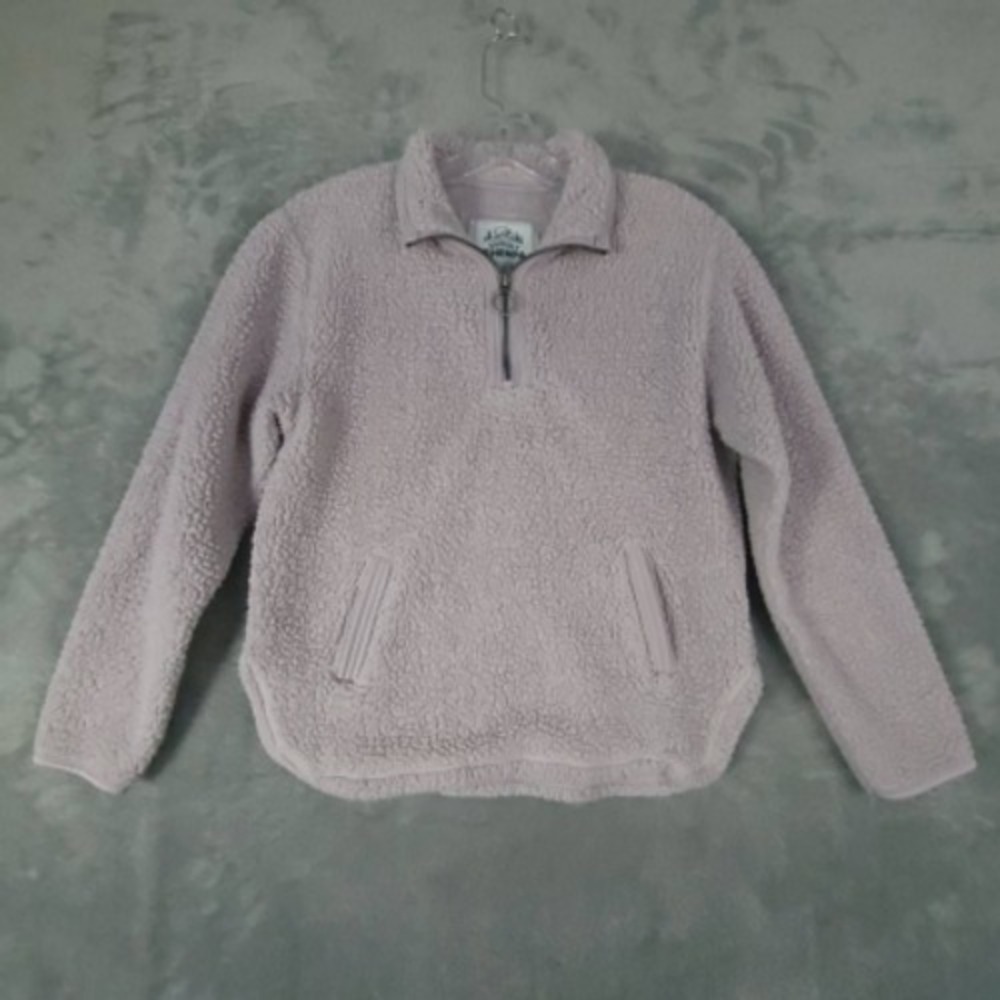 Cuddly Jacket Sherpa Girls Fleece Solid Purple 1/4 Zip Long Sleeve Regular 14 16